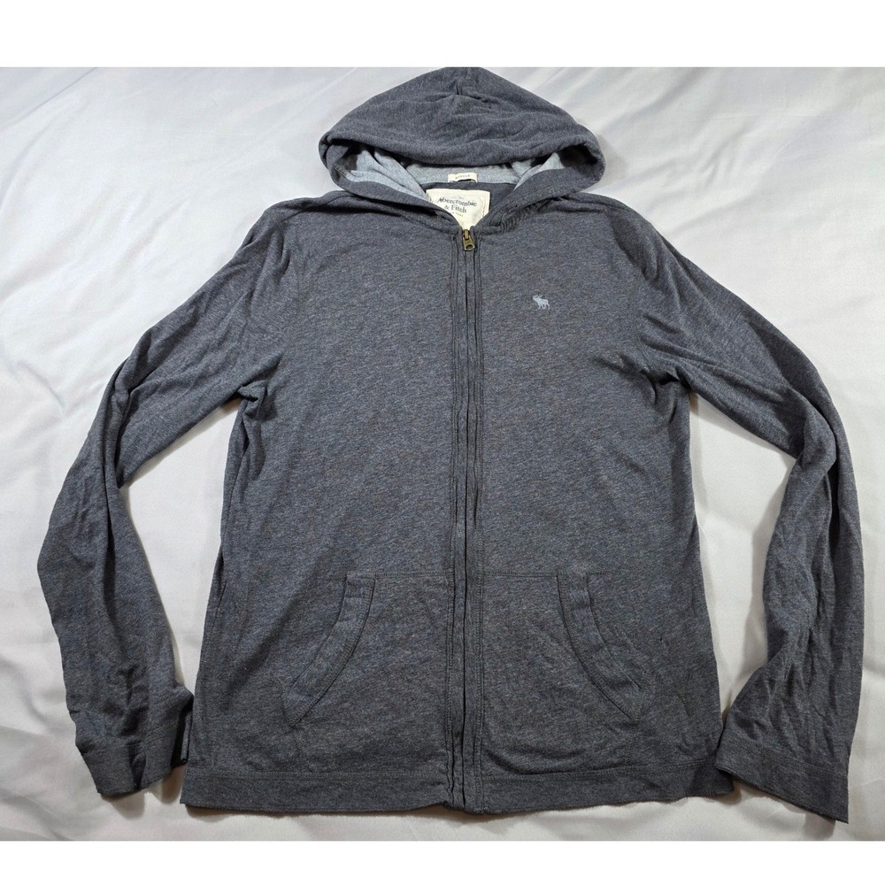 Abercrombie & Fitch Lightweight Zip Up Hoodie Mens Medium Grey Muscle Fit